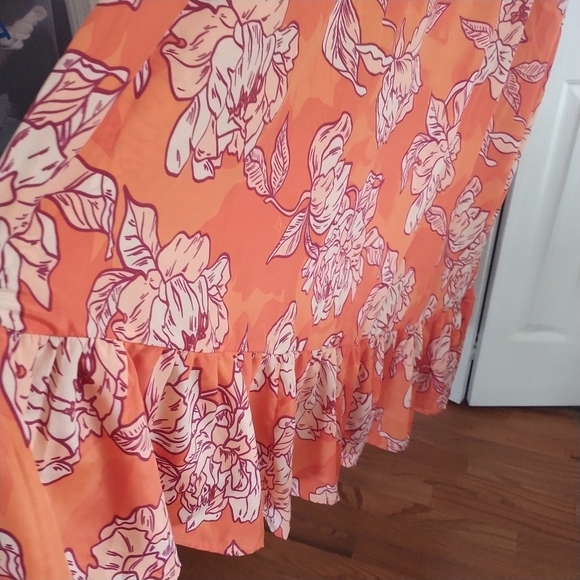 True Destinations Orange Floral Maxi Dress Coverup XS - Picture 9 of 13